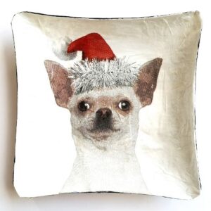 Coupelle décorative en papier mâché  – Décor chien avec bonnet de Noël