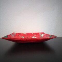 Coupelle carrée en papier mâché  – Décor coquelicots