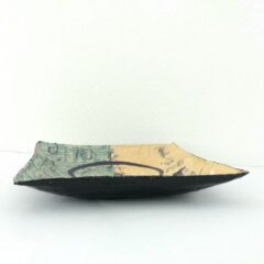 Coupelle décorative en papier mâché  – Décor théière en fonte