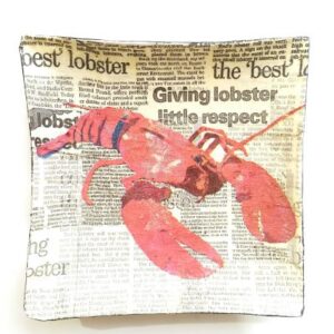 Coupelle décorative en papier mâché  – Décor homard rouge