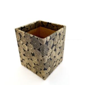 Pot à crayons  – Décor papier japonais chrysanthèmes dorées