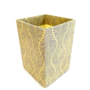 Pot à crayons  – Décor papier népalais motif zébrures grises sur fond jaune