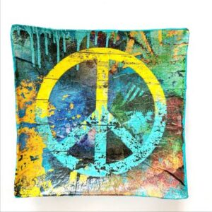 Coupelle carrée en papier mâché  – Décor fleuri Peace & Love hippie