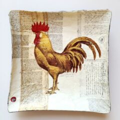 Coupelle décorative en papier mâché  – Décor coq brun