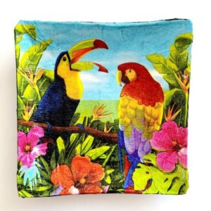 Coupelle décorative en papier mâché  – Décor perroquet et toucan