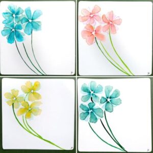 Cartes de vœux aquarelle trois fleurs