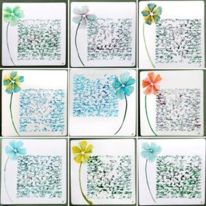 Cartes de vœux aquarelle lignes et fleur