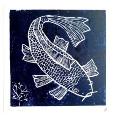 Linogravure carpe Koi