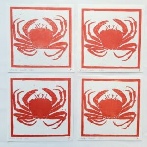 Linogravure Crabe rouge
