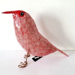 Oiseau en papier mâché et décoré en papier népalais (n°20)