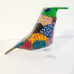 Oiseau en papier mâché et décoré en papier népalais (n°15)