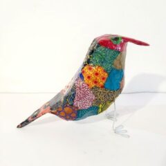 Oiseau en papier mâché et décoré en papier népalais (n°12)